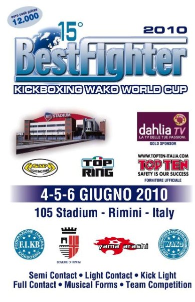 Kickboxing svetovni pokal "15. BEST FIGHTER" - rezultati