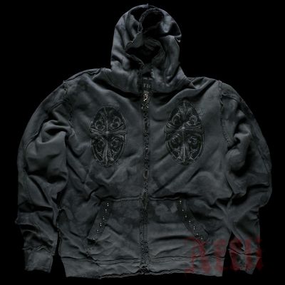 Affliction pulover Seated Crow - Charcoal