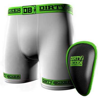 Dirty Boxer kompresijske hlačke s ščitnikom za genitalije - White